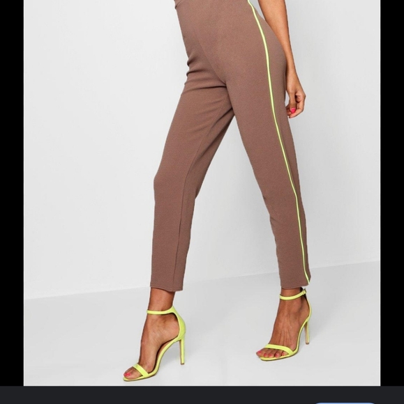 [ BEATRICE b.]- WOMEN'S size 6, tan- brown/Yellow  pull on WOOL WIDE LEG TROUSER - Picture 15 of 16